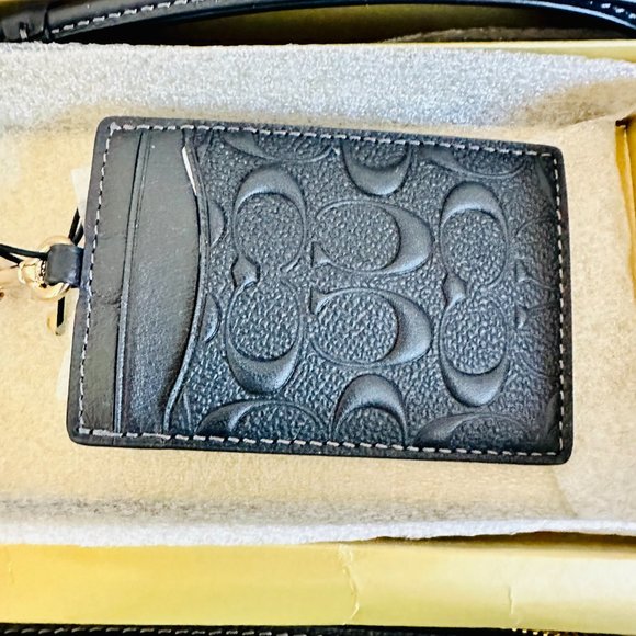 COACH SIGNATURE LOGO LEATHER PENCIL CASE ID LANYARD 3 PIECE GIFT SET BOXED - Picture 5 of 8